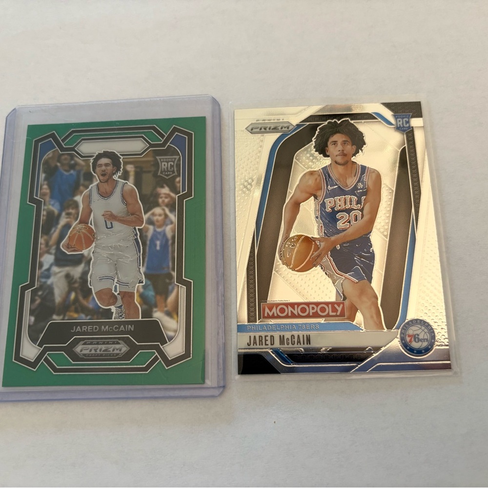 NBA Prizm Jared McCain Rookie Basketball Cards  Green Prizm and Monopoly Base